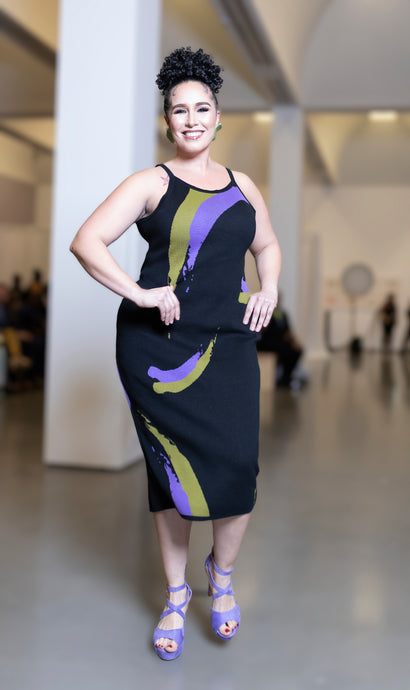 Flow by Tara Davis- Katherine Brush Stroke Print Knit  Dress